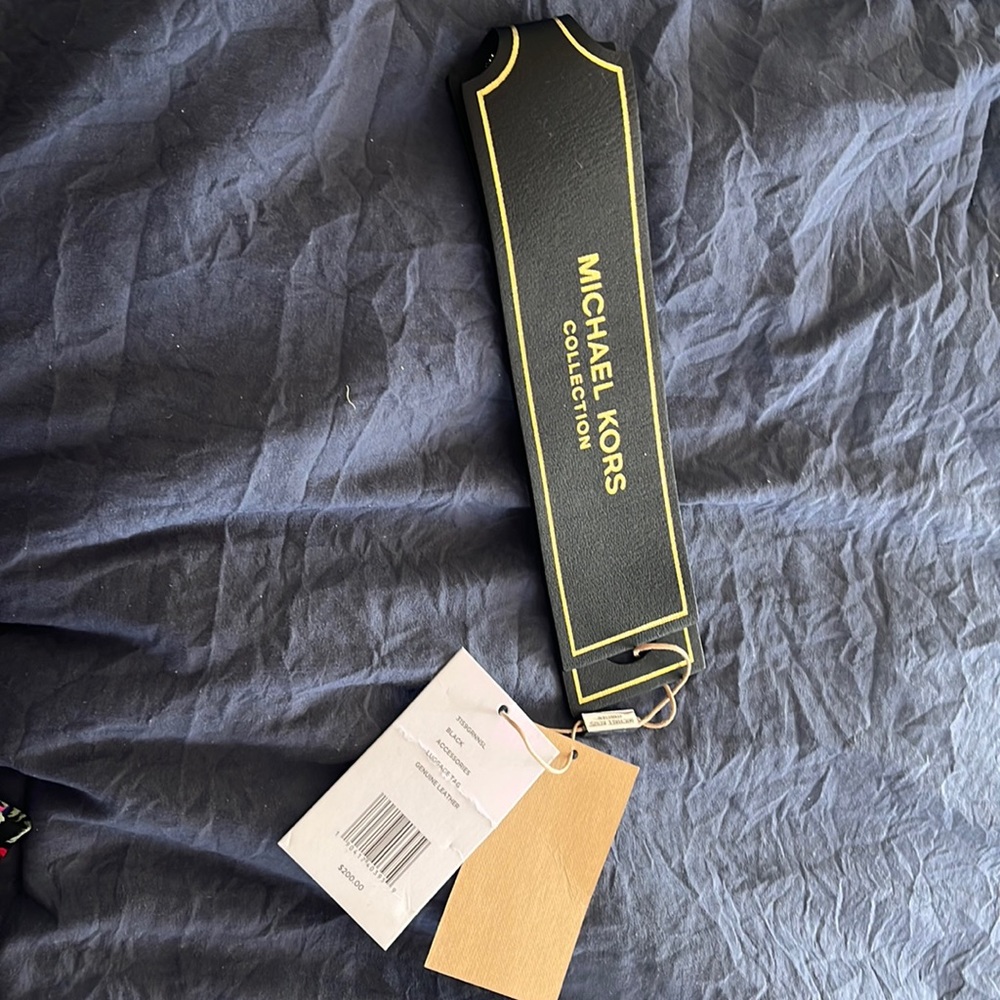 Michael Kors Collection black genuine leather Luggage Tag NWT